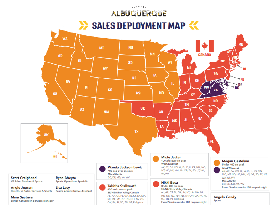 The Visit ABQ Sales deployment map as of 9/2024.