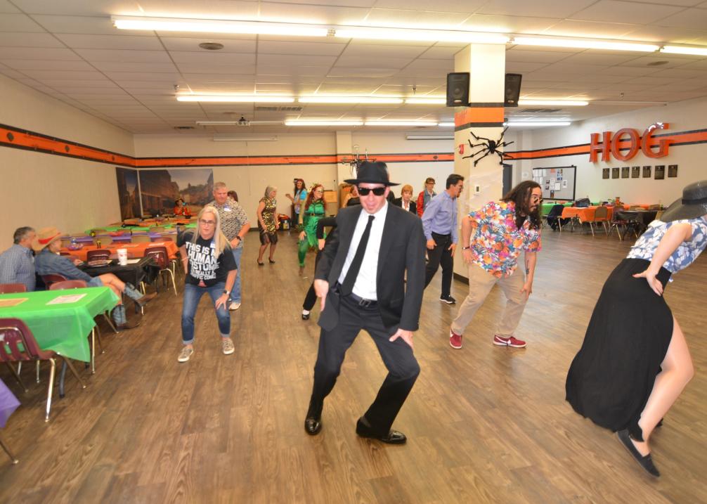 People dancing thriller