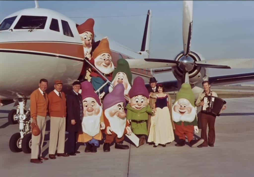 Heigh Ho! tour. Credit Mark Malone. Disneyland's Snow White tour group.