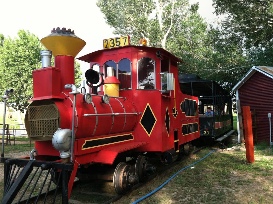 Colorful train ride at Terry Bison Ranch, an fun family-friendly activity near Cheyenne.