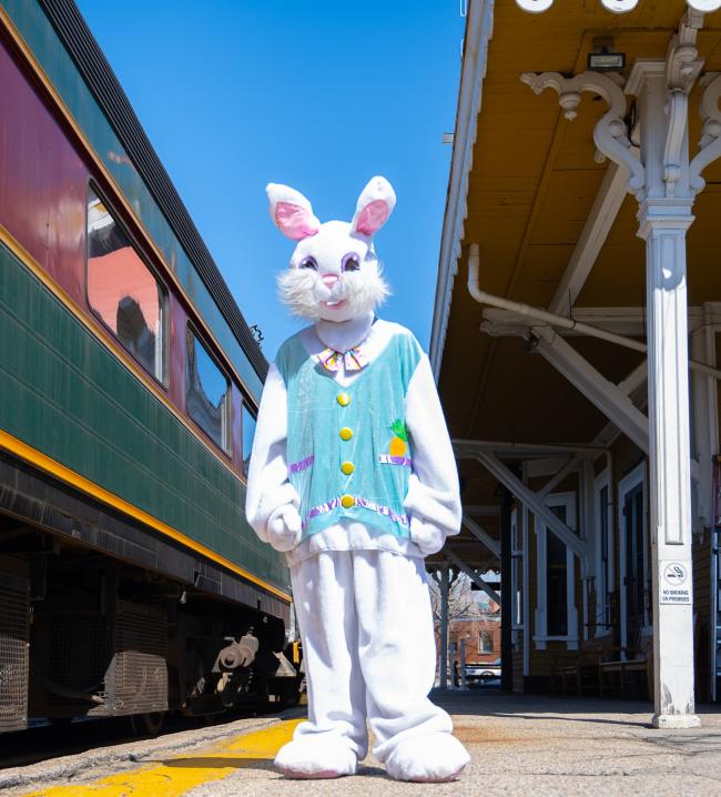 Conway Scenic Railroad - Easter Bunny Outside Train Station