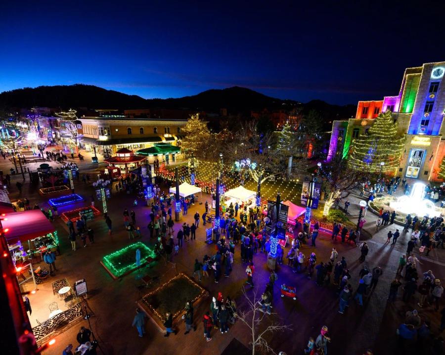 Holiday lights display in downtown Boulder