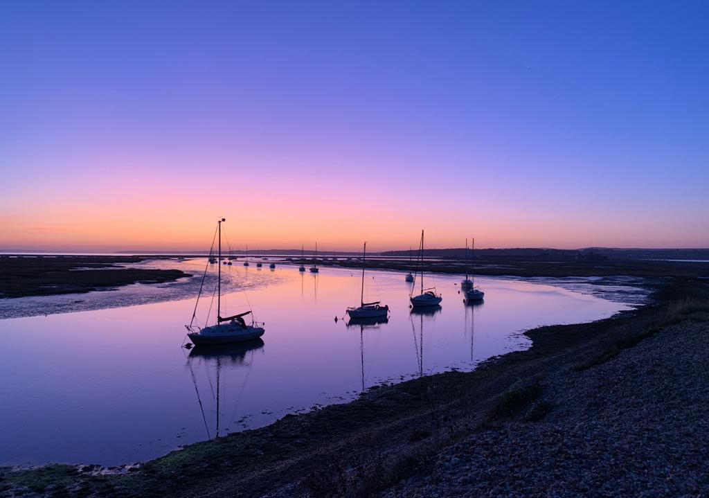 Keyhaven Marshes at sunset in the New Forest