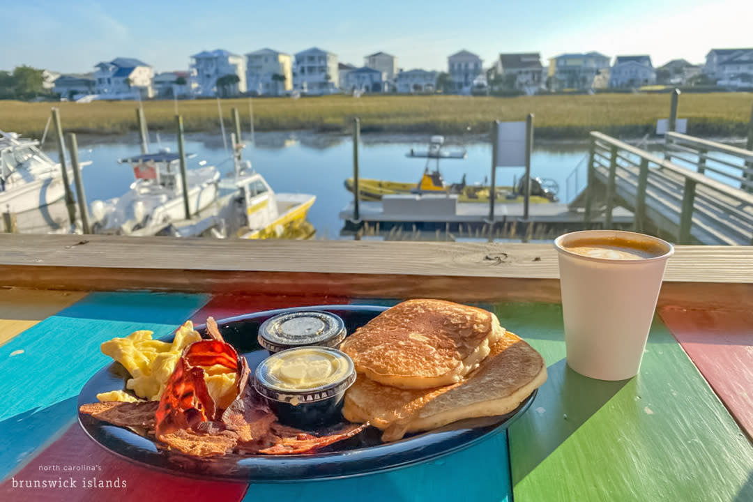 Breakfast and Coffee at 59 Causeway Grill overlooking the canal