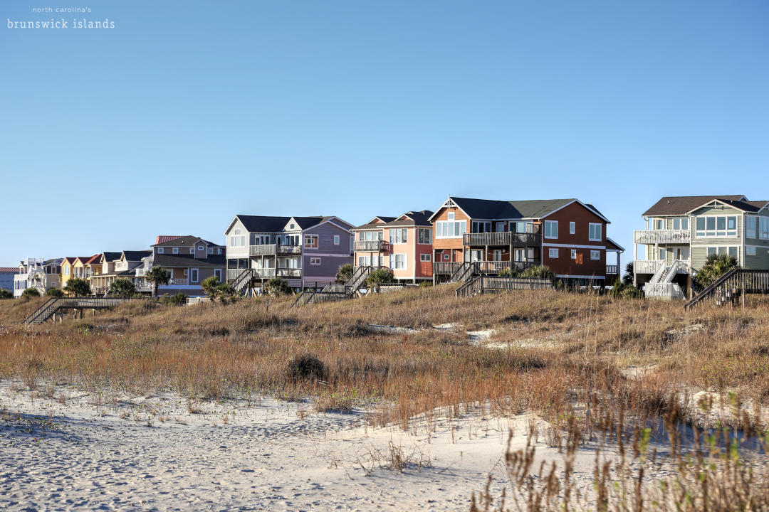 View Of Beach Houses At Holden Beach, NC