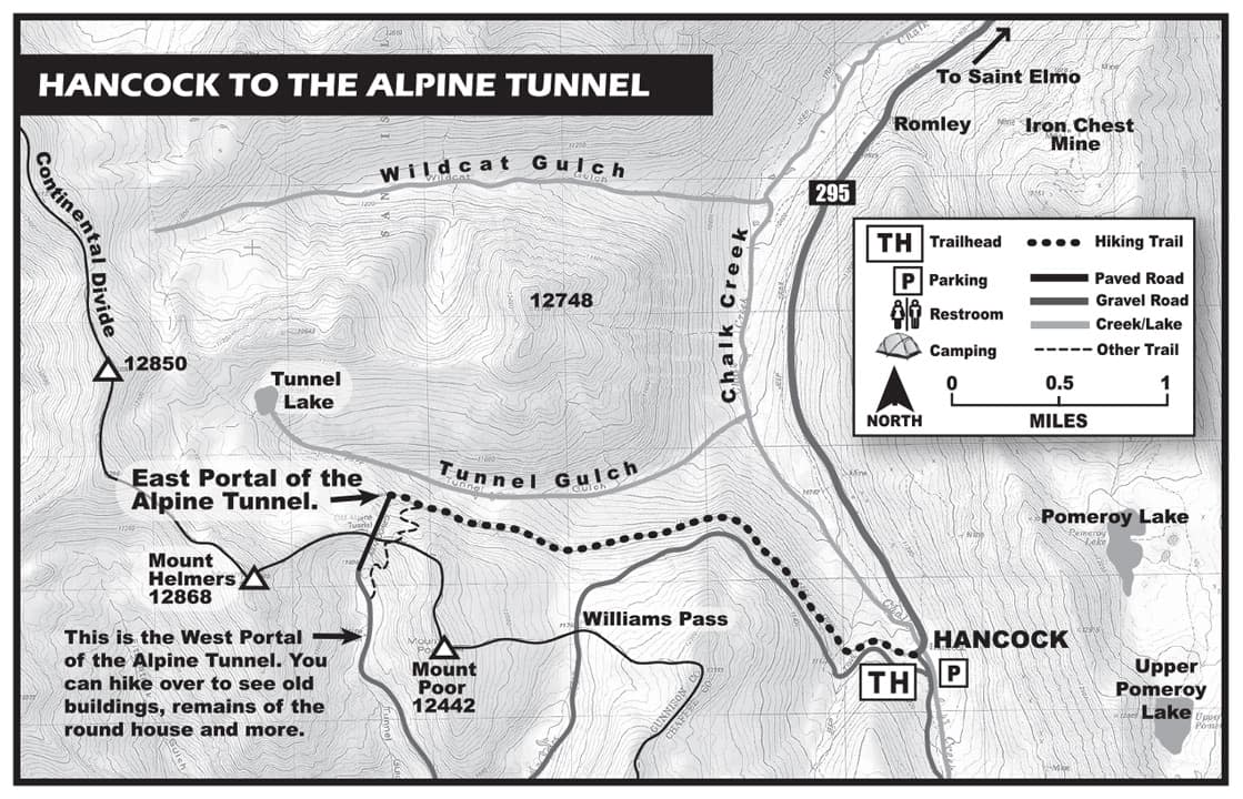 Hancock-to-the-Alpine-Tunnel-Outlines map