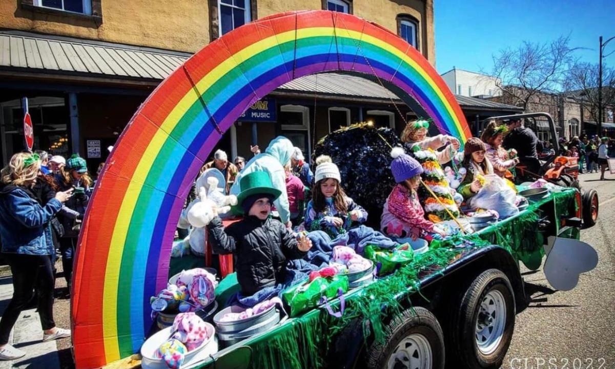 Rainbow wagon in the Covington Celtic Club St. Patrick's Day Parade