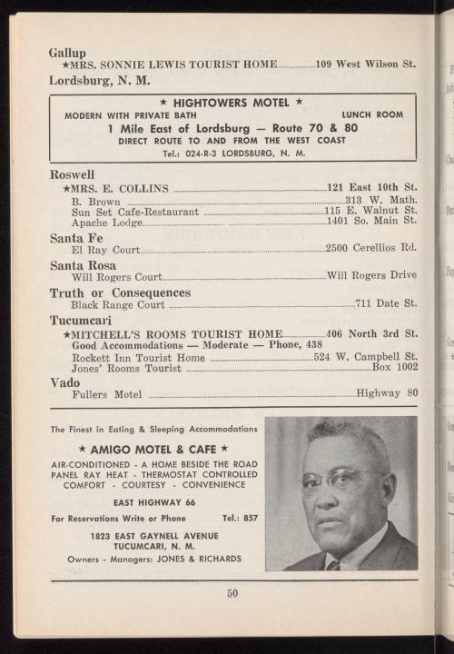Green Book, New Mexico Listings (1952), pg 2.