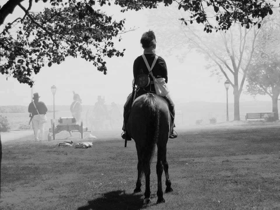 Colonial soldier sitting on a horse