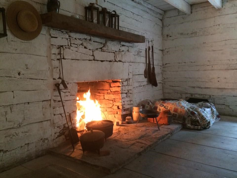 Brentsville Courthouse Historic Centre cabin fireplace