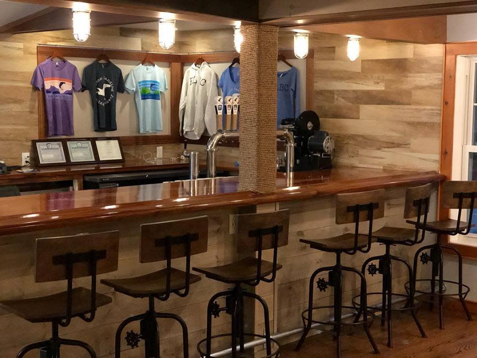 Bar and shirts for sale at Bolton Landing Brewing Company