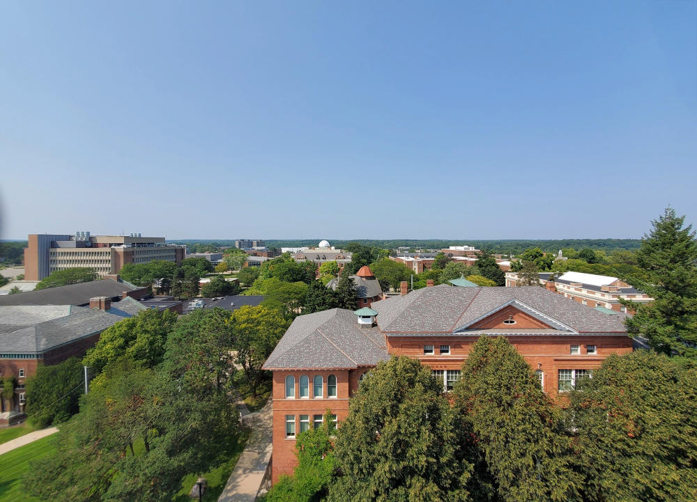 views of EMU campus from the ypsilanti water tower