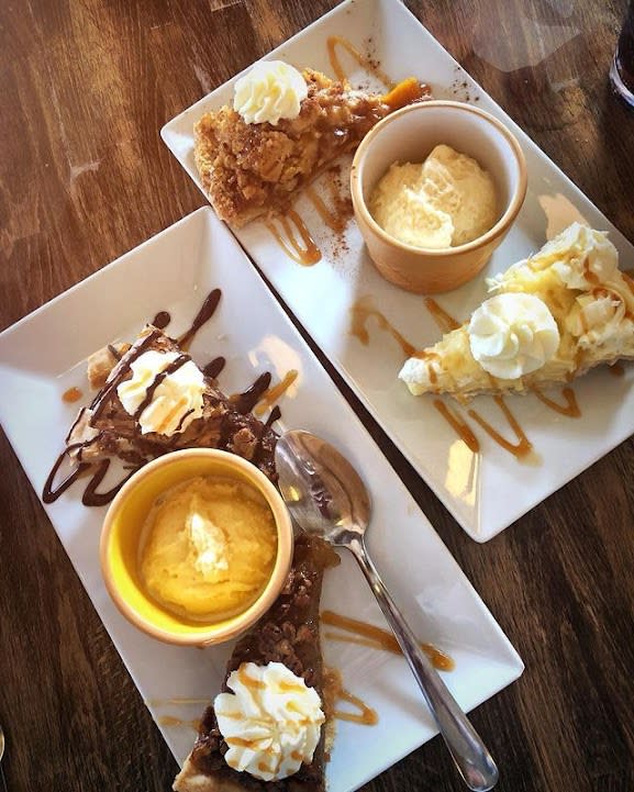 aerial view of dessert plates