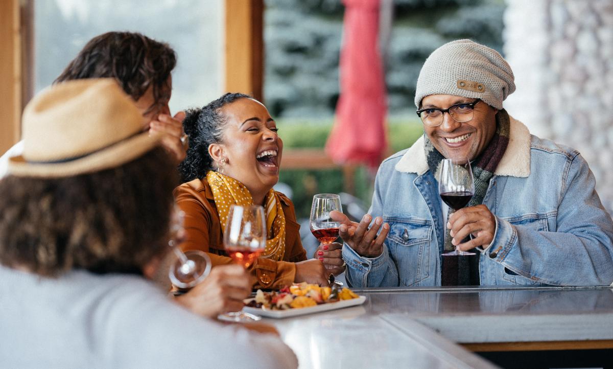 Wine tasting on the patio at Black Star Farms
