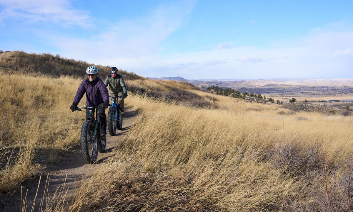 Bike riding at Horsetooth in winter