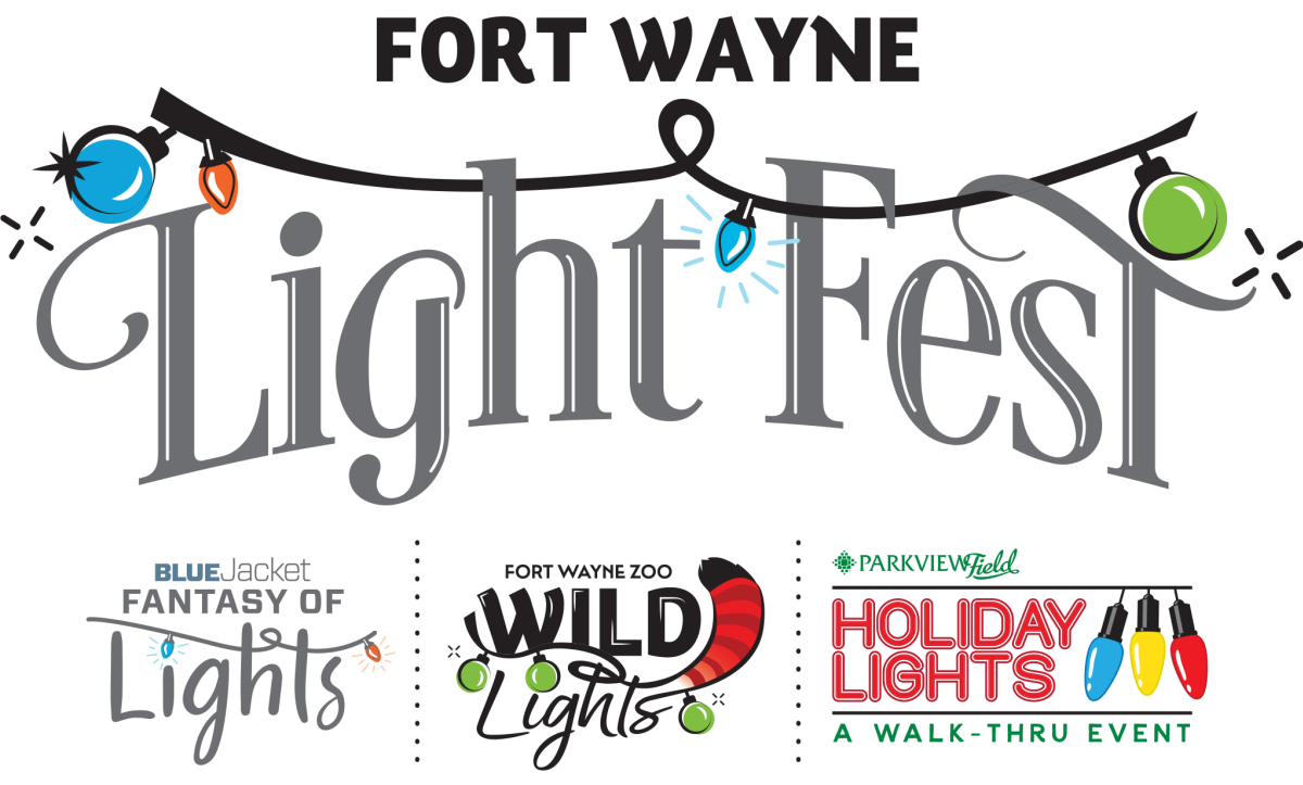 Fort Wayne LightFest 2026 with logos of Fantasy of Lights, Wild Lights and Holiday Lights events. Fort Wayne LightFest 2026 with logos of Fantasy of Lights, Wild Lights and Holiday Lights events.