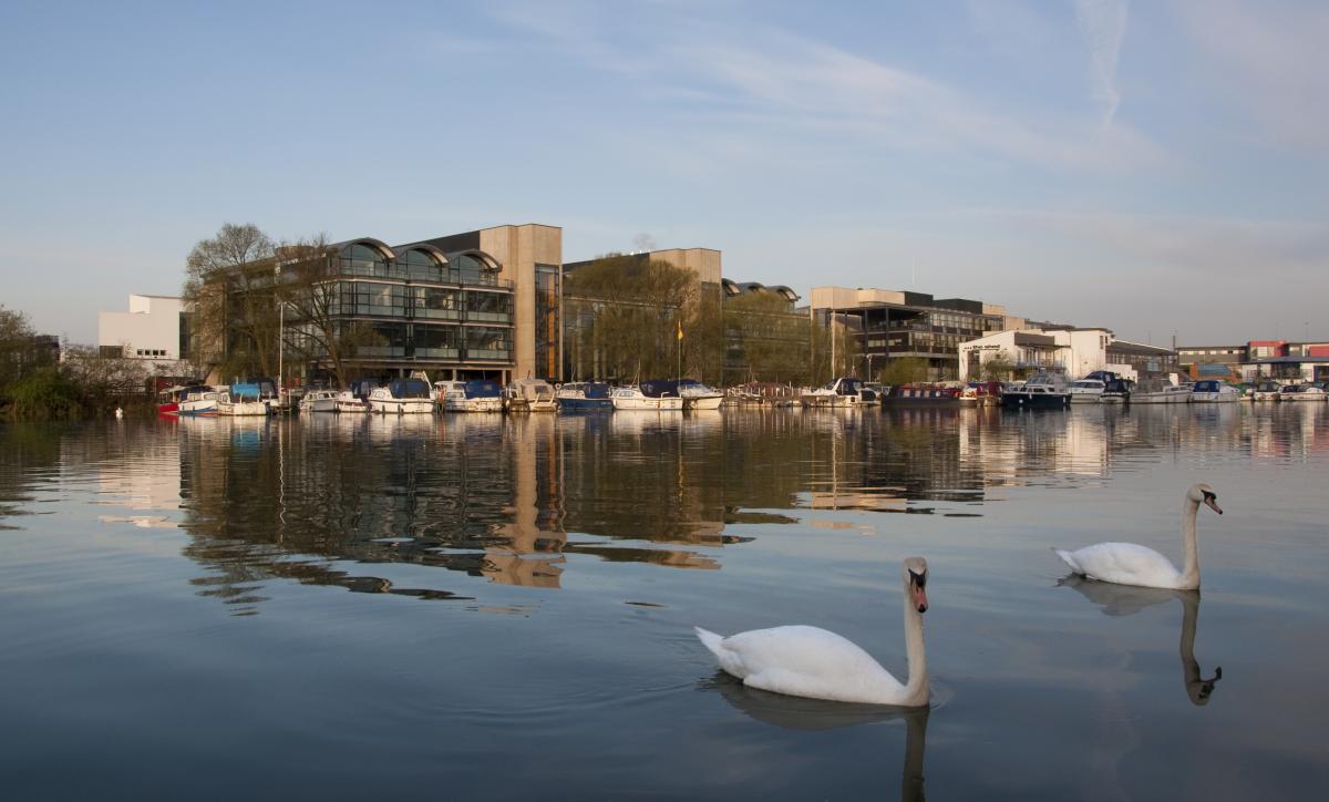 A view of the University of Lincoln across the Brayford Pool