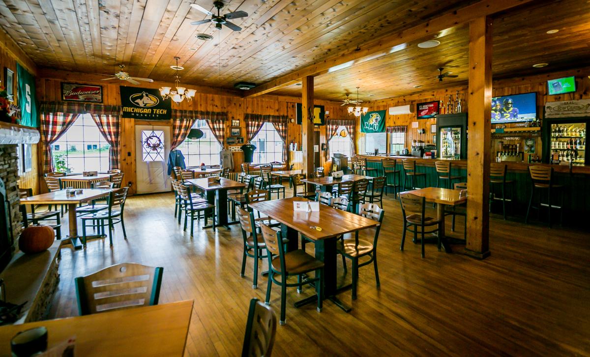 The interior of the Thunder Bay Inn Restaurant in Big Bay, MI
