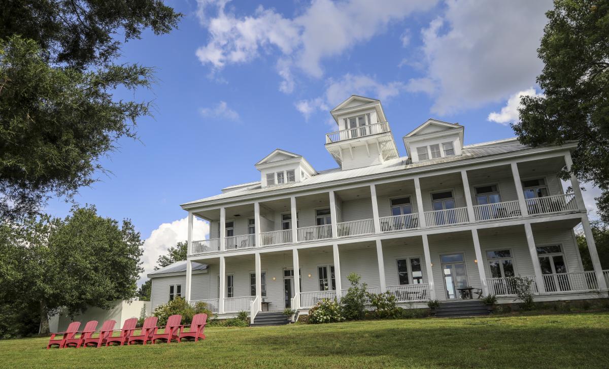 A large plantation style house.