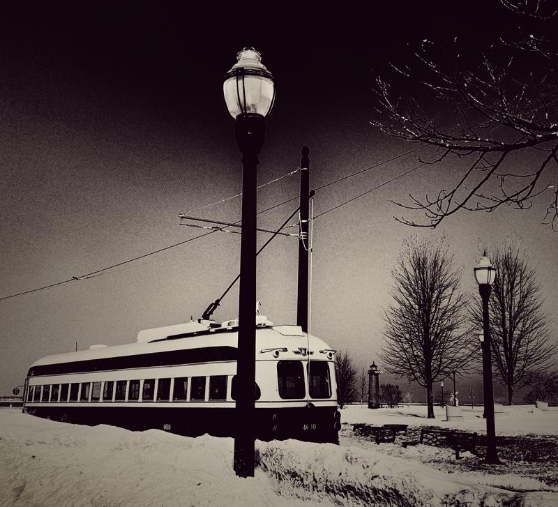 Electric Streetcar in winter