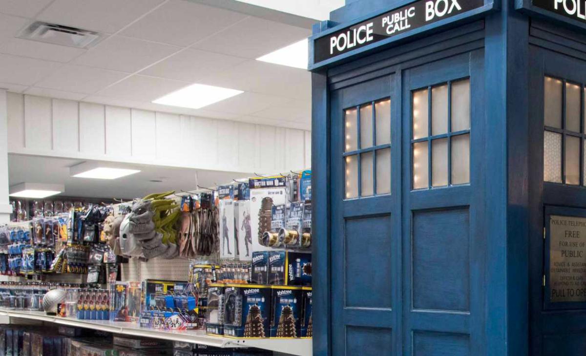 The TARDIS on display at Dr. Who North America in Camby.