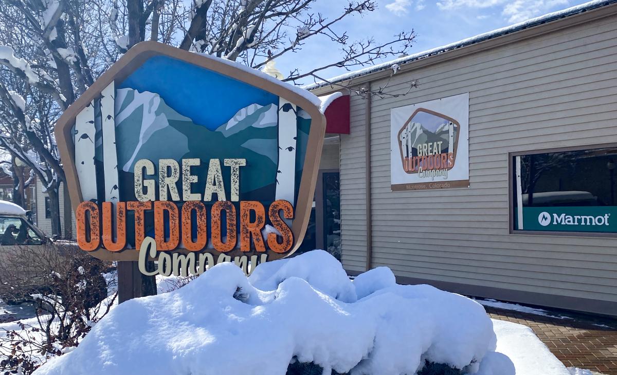 The sign for Great Outdoors Company