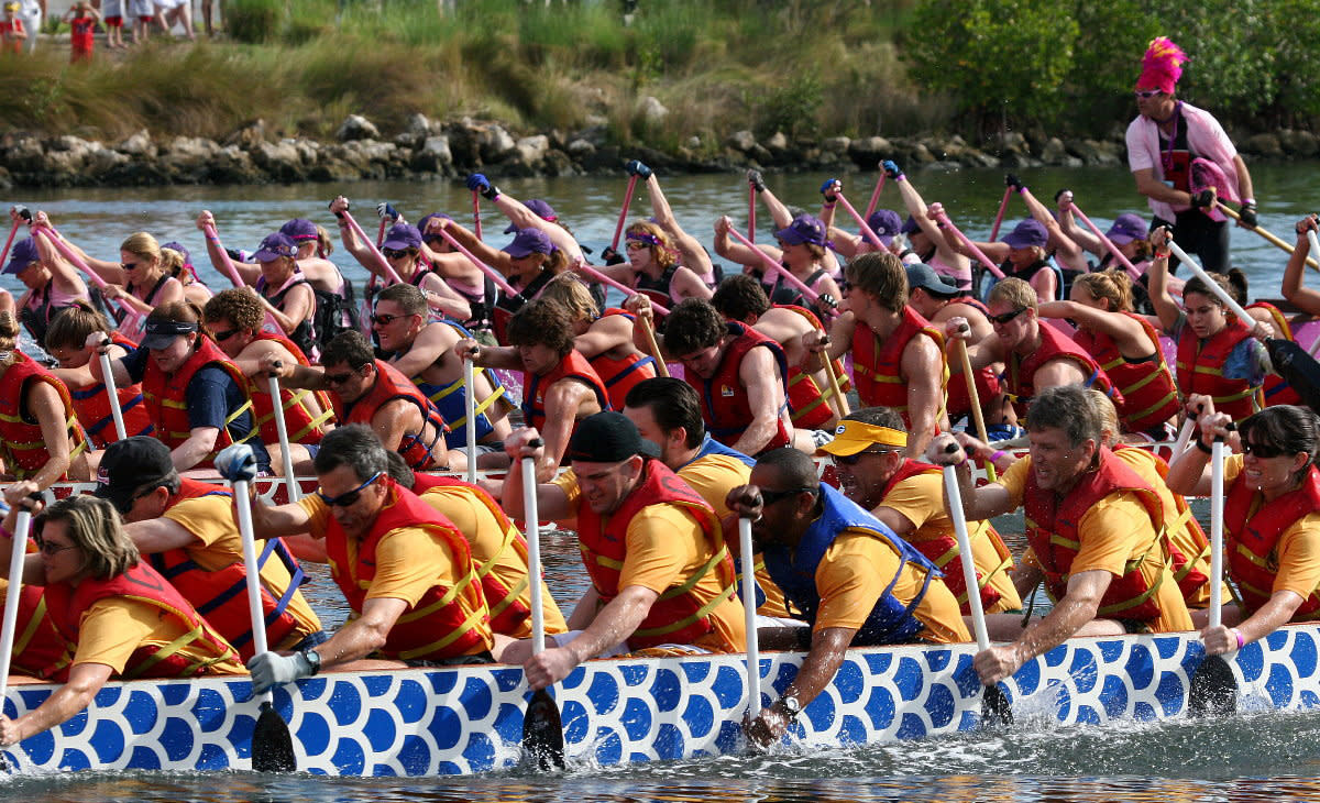 2014 Dragonfest 3 dragon boats racing bright colors