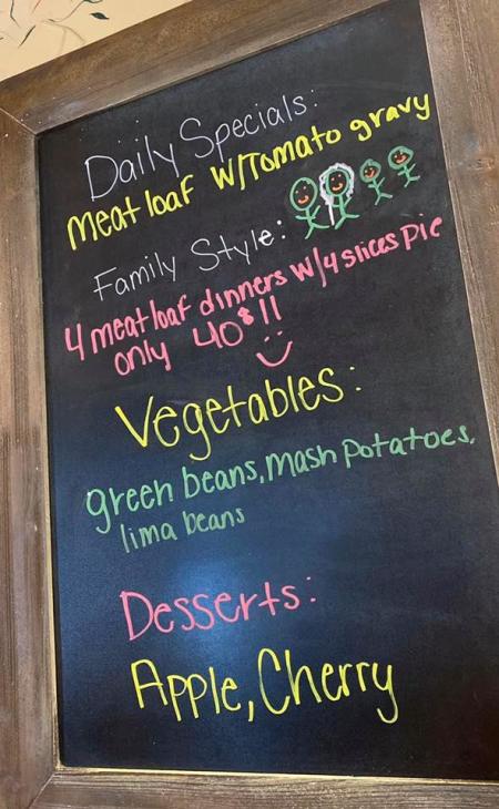 menu board for family meal deal at colonial cottage in northern kentucky during coronavirus