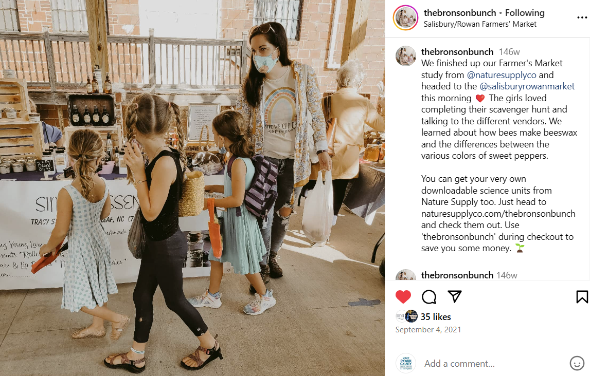 Family at farmers market