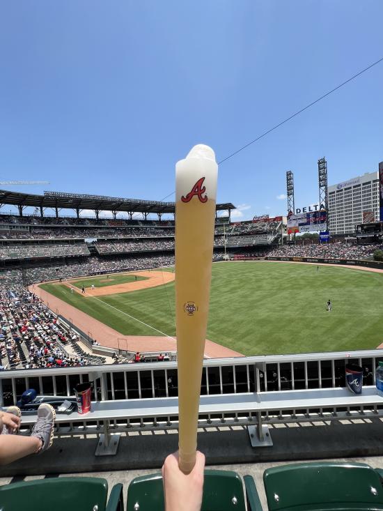 Braves Stadium Beer filled in Bat Shape Cup