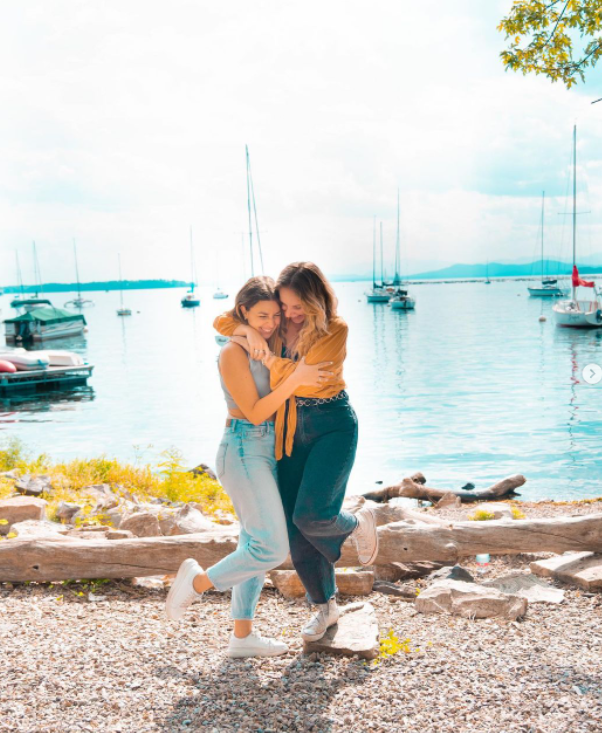 Ladies hugging