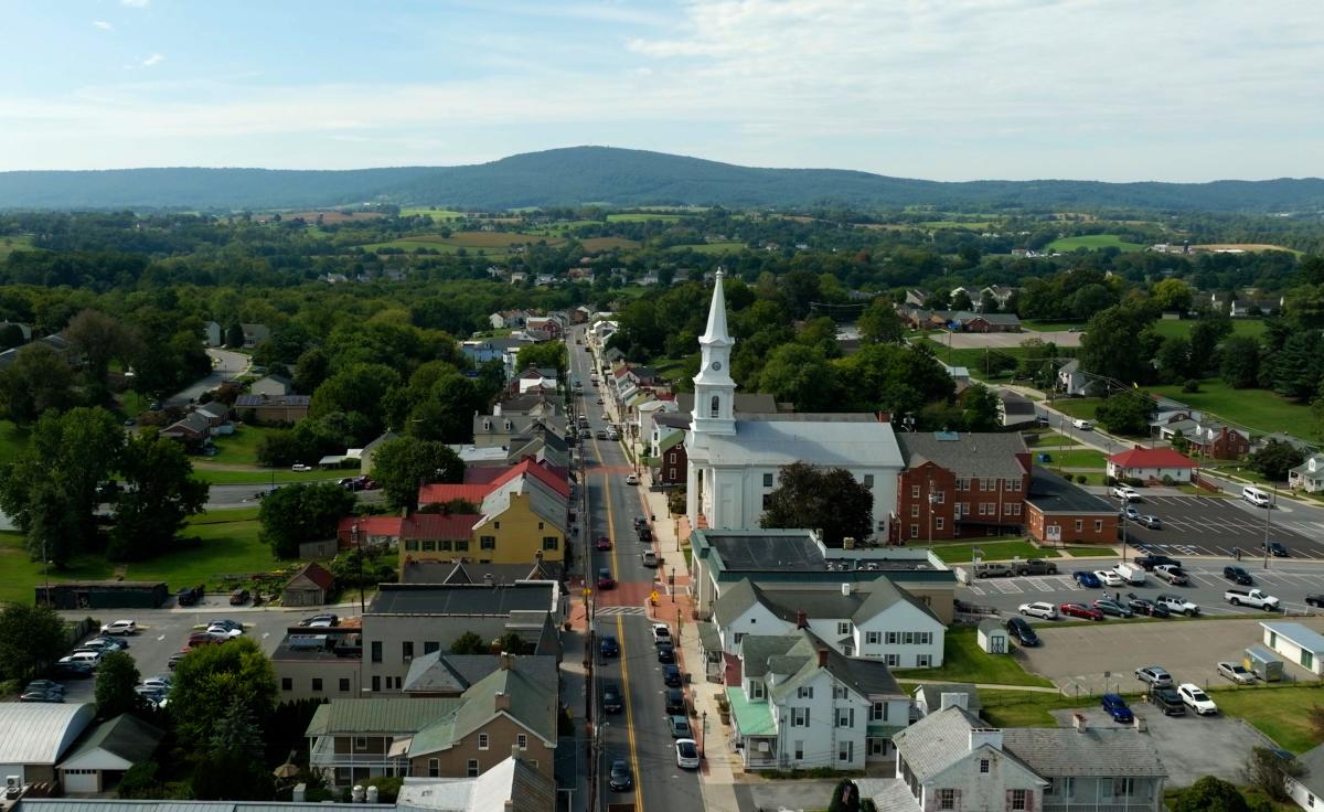 An aerial view of Main Street Middletown
