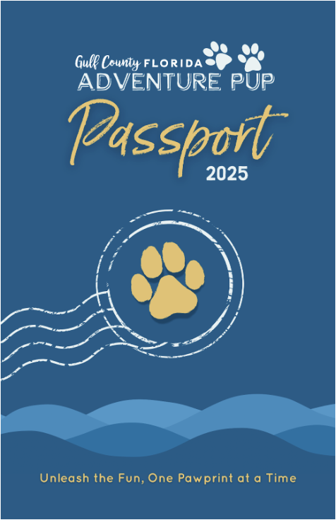 Picture of the official 2025 Gulf County Adventure Pup Passport Booklet