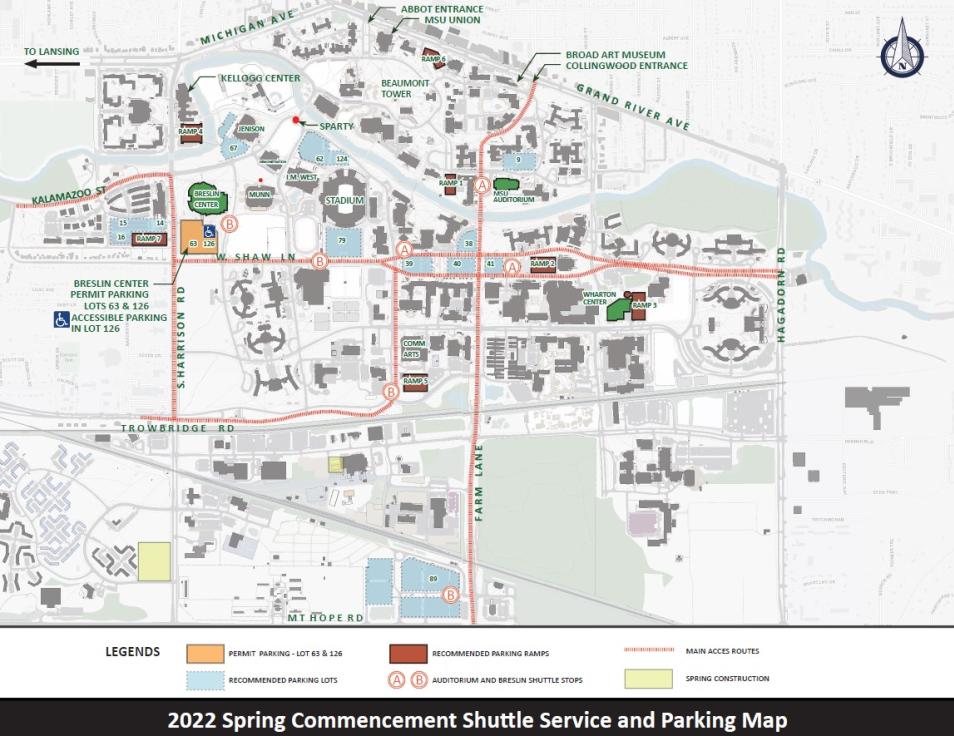 MSU Spring Graduation 2022 parking