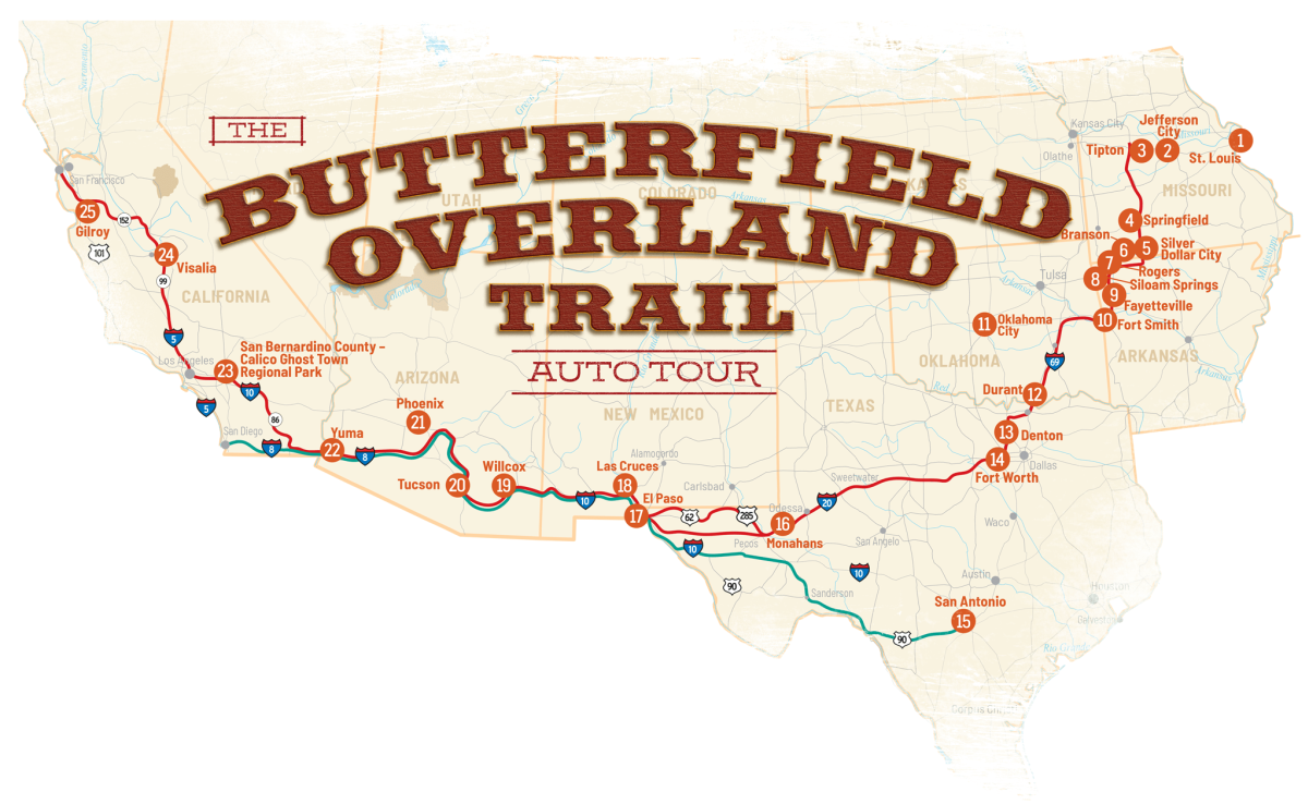 auto tour map of the butterfield overland trail