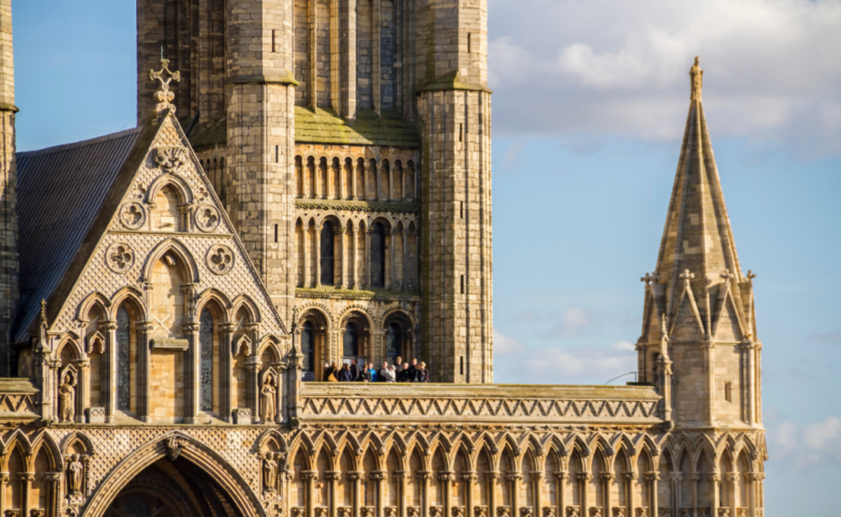 An image of the spires and steeples of  a Lincoln cathedral