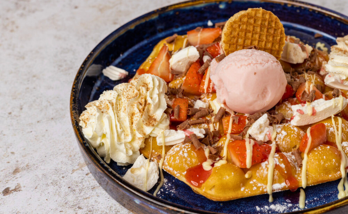 A plate of waffles from Mamma's Waffle and Crepe Bar in Lincoln