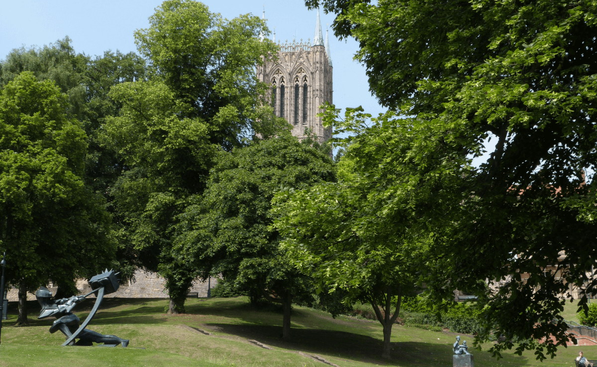 An image of trees in Temple Gardens, Lincoln