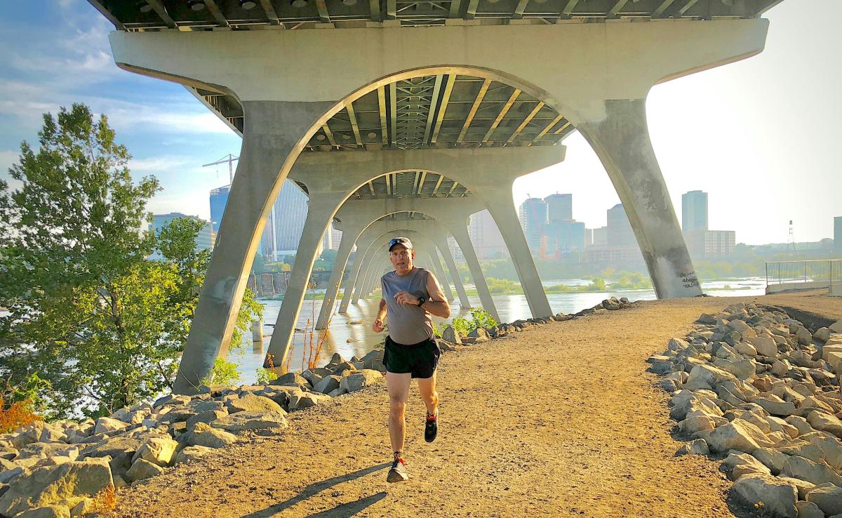 Man running by the James River