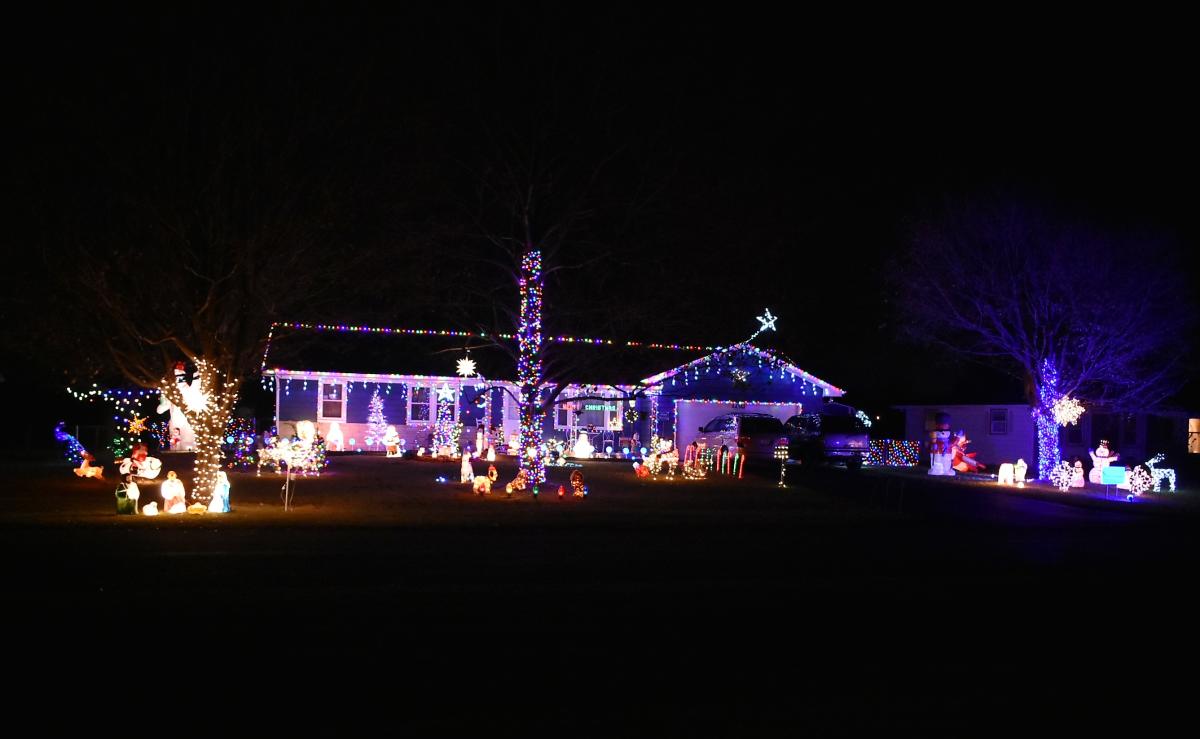 Kilbourn Drive House Light Display door Clayton Bishop