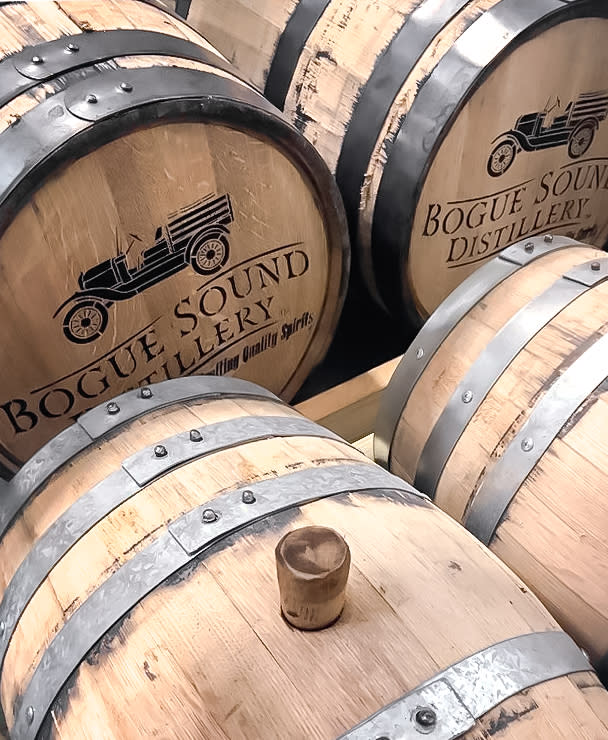 Barrels from the Bogue Sound Distillery on the Crystal Coast 