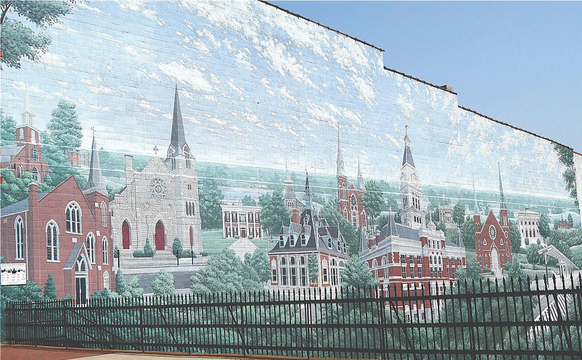 mural of historic buildings