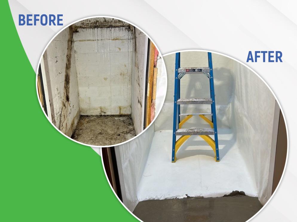 EcoSpect Inc Basement Waterproofing Before and After