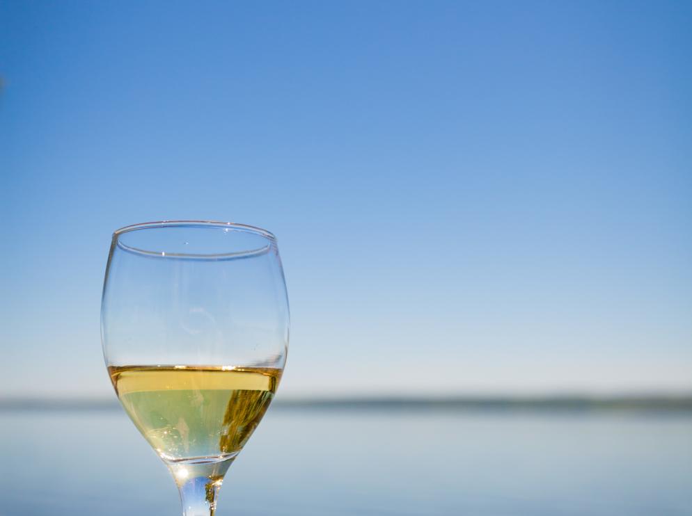 Wine glass on the lake