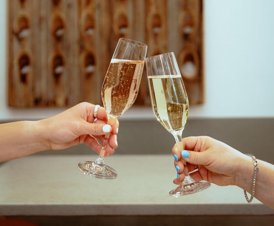 A champagne cheers at Gruet Winery