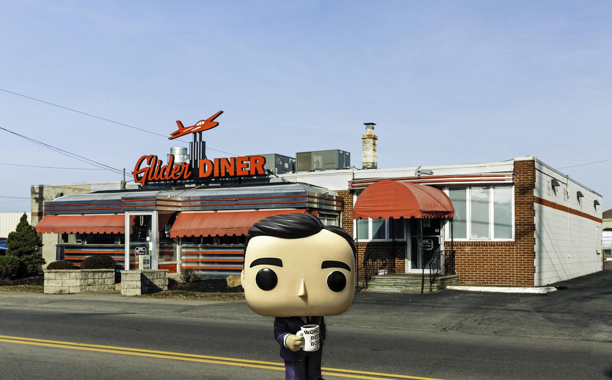 Michael Scott Funko Pop at The Glider Diner