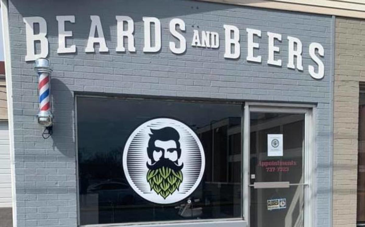The outside of Beards and Beers Barber Shop