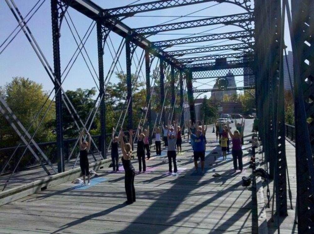 Yoga on the bridge