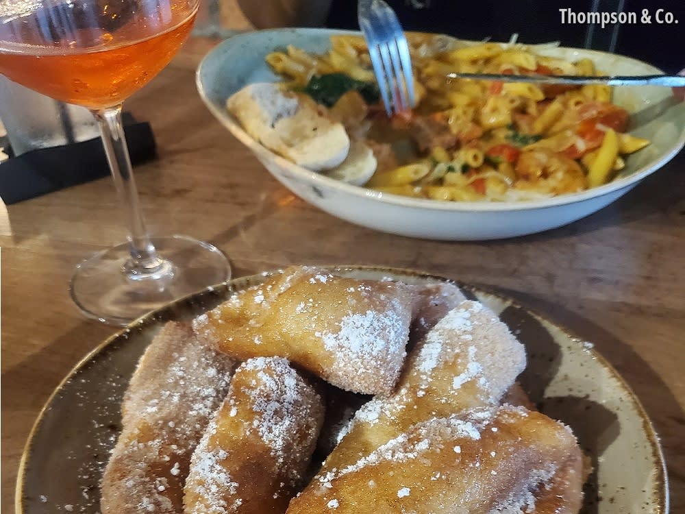 Beignets and pasta at Thompson and Co.
