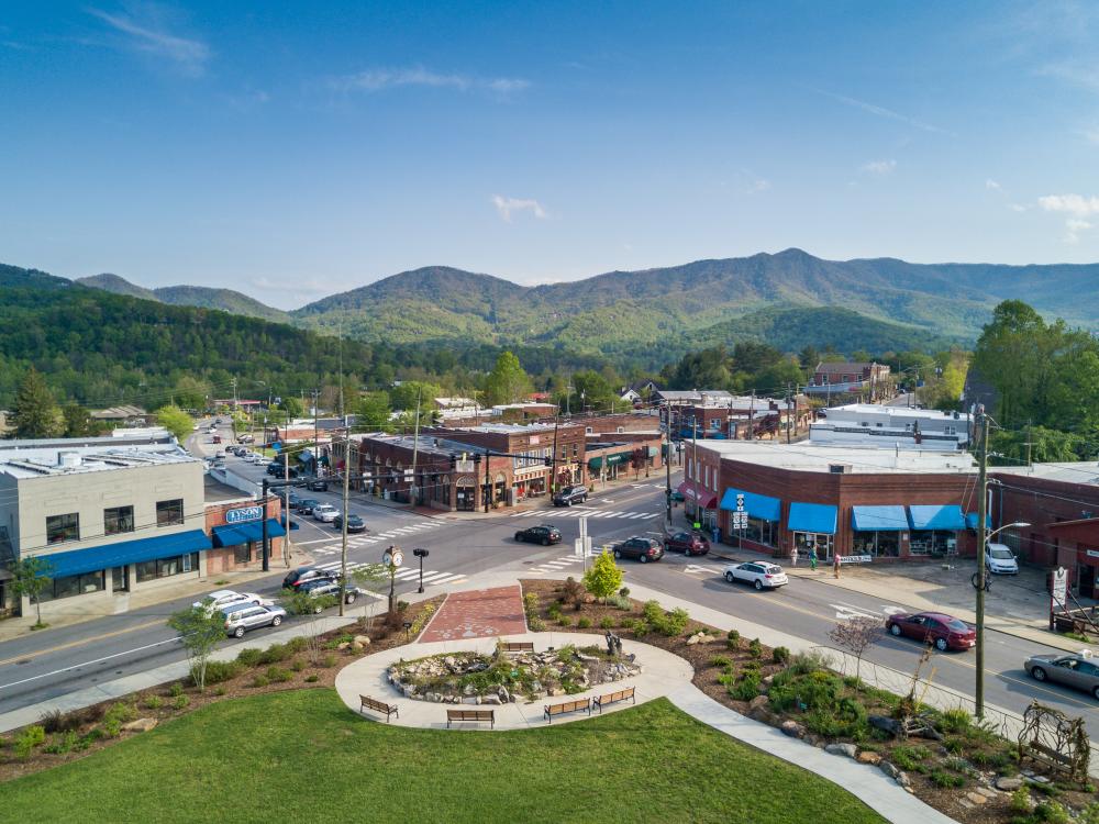 Aerial view of Black Mountain, N.C.